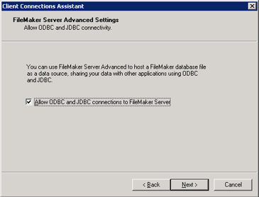 FileMaker Server Connection Assistant